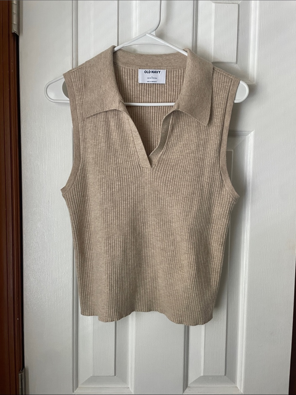Old Navy Beige Ribbed Knit Sleeveless Top